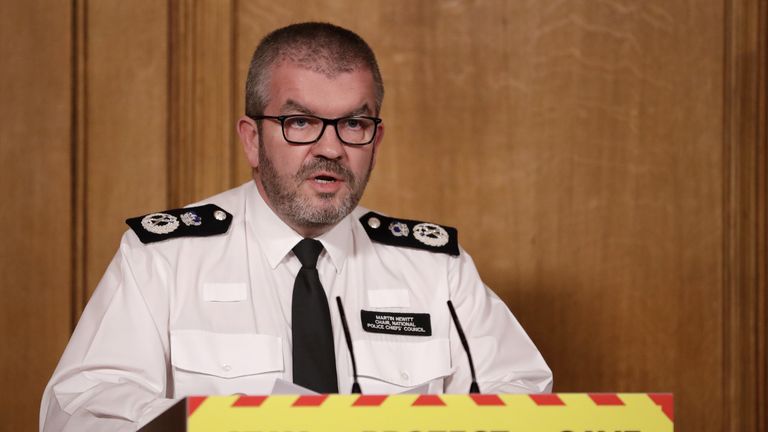 Martin Hewitt, Chair of the National Police Chiefs' Council during a media briefing on coronavirus (Covid-19) in Downing Street, London. Picture date: Thursday January 21, 2021.