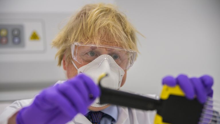 Prime Minister Boris Johnson tried his hand at one of the tests as he visits the French biotechnology laboratory Valneva in Livingston where they will be producing a Covid 19 vaccine on a large scalei, during a visit to Scotland. Picture date: Thursday January 28, 2021.