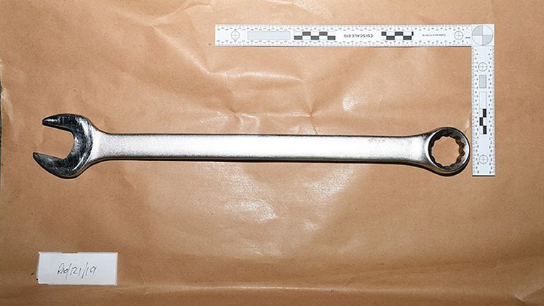 BEST QUALITY AVAILABLE Undated handout photo issued by Cheshire Constabulary of the weapon Matthew Mason used that led to Alex Rodda&#39;s death. The 20 year old has been sentenced at Chester Crown Court to life with a minimum term of 28 years for the murder of the 15-year-old in Ashley, Cheshire. Issue date: Monday January 25, 2021.