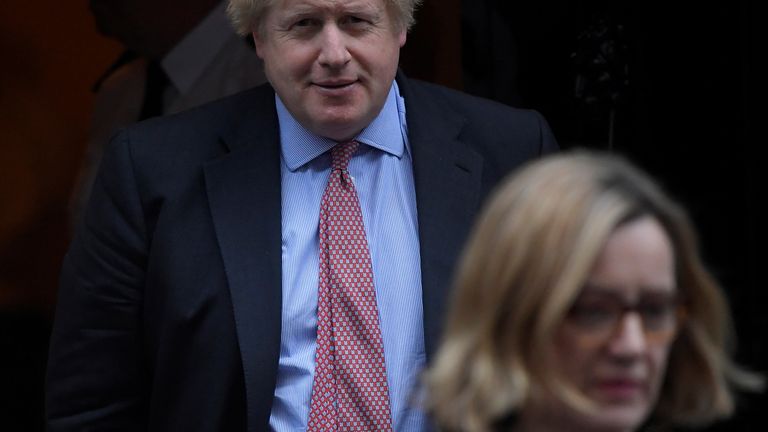 Britain&#39;s Secretary of State for Foreign and Commonwealth Affairs Boris Johnson and Secretary of State for the Home Department Amber Rudd leave Downing Street, London, Britain, December 18, 2017. REUTERS/Toby Melville