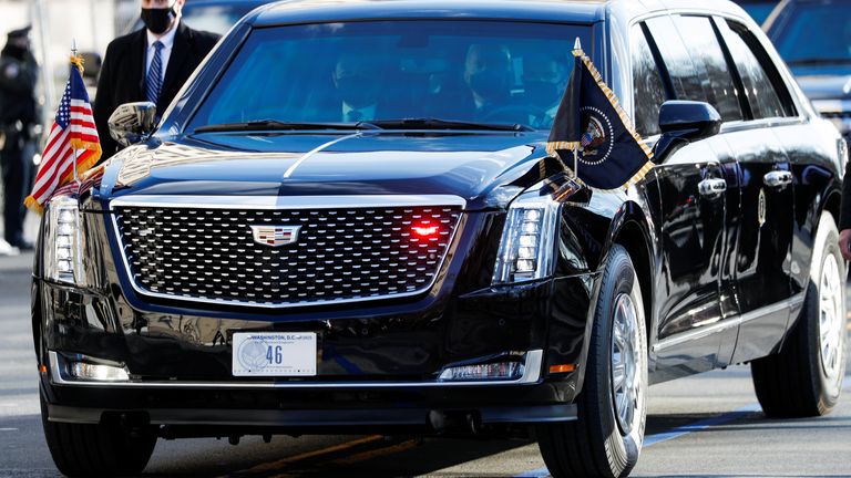 The number plate on Joe Biden&#39;s car was &#39;46&#39; -  a nod to his new role as America&#39;s 46th president