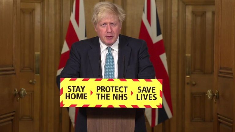 Boris Johnson gives a news conference at Downing Street.