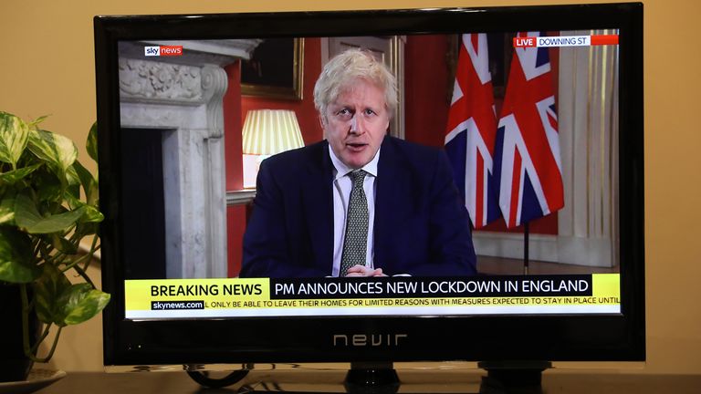 Prime Minister Boris Johnson outlines new lockdown for England in a televised address to the nation from 10 Downing Street, London, setting out new emergency measures to control the spread of coronavirus. Picture date: January Monday 4, 2021. Photo credit should read: Isabel Infantes