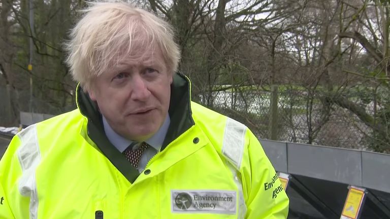 Boris Johnson visits flood-affected areas in Greater Manchester. 