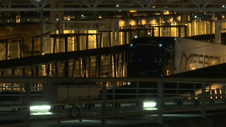 Freight flows through the Eurotunnel's Calais terminal were extremely light in the early hours of the New Year.