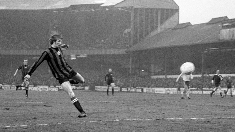 Colin Bell (left) scores his second goal in the fourth-round FA Cup tie at Stamford Bridge against Chelsea
