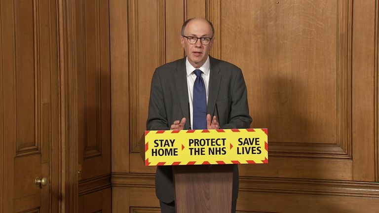 Professor Stephen Powis, NHS National Medical Director, speaks during the government COVID-19 Downing St press conference