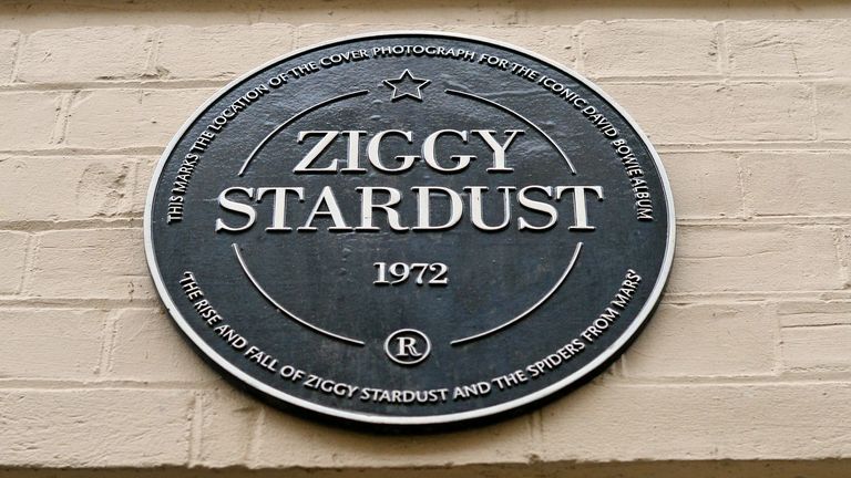 A commemorative plaque to David Bowie&#39;s iconic creation, Ziggy Stardust, in Heddon Street, London, marking the 40th anniversary of the album, The Rise and Fall of Ziggy Stardust and The Spiders from Mars, after the rock star died following an 18-month battle with cancer. PRESS ASSOCIATION Photo. Picture date: Monday January 11, 2016. See PA story DEATH Bowie. Photo credit should read: Dominic Lipinski/PA Wire