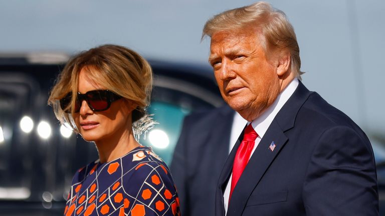 Donald Trump and Melania arrived in Florida as Joe Biden&#39;s inauguration got under way