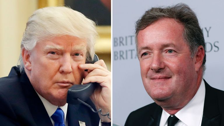 Donald Trump was apparently tricked into a phone call with a prankster pretending to be Piers Morgan. Pics: AP/Reuters