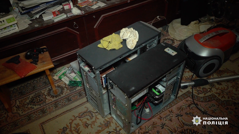 Dozens of computers were used to operate Emotet. Pic: National Police of Ukraine
