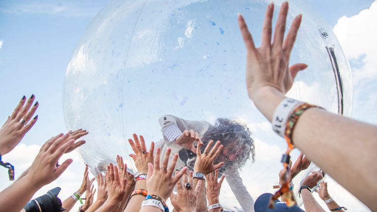 Wayne Coyne of The Flaming Lips performs at Bourbon and Beyond Music Festival at Kentucky Exposition Center on Friday, Sept. 20, 2019. Pic: AP