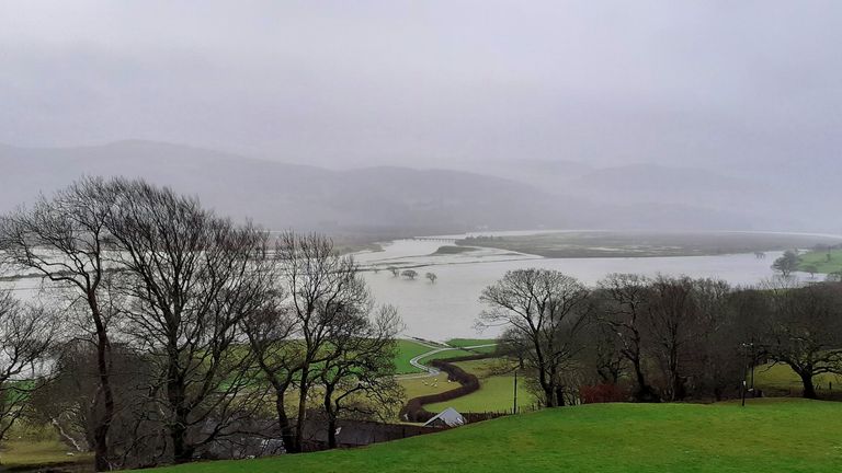 Dyfi Estuary spilling into the fields. Pic: Twitter/ @Goleudy
