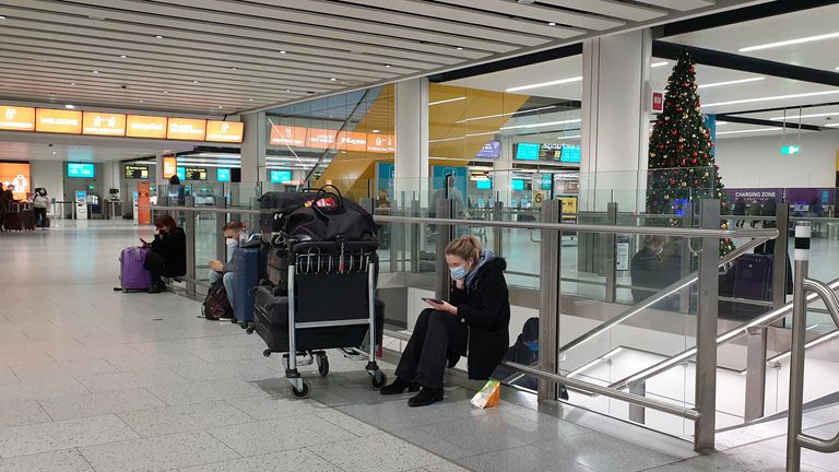 Passengers at Gatwick Airport last month