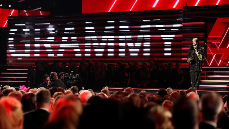 62nd Grammy Awards - Show - Los Angeles, California, U.S., January 26, 2020 - Billie Eilish accepts the award for Best New Artist.