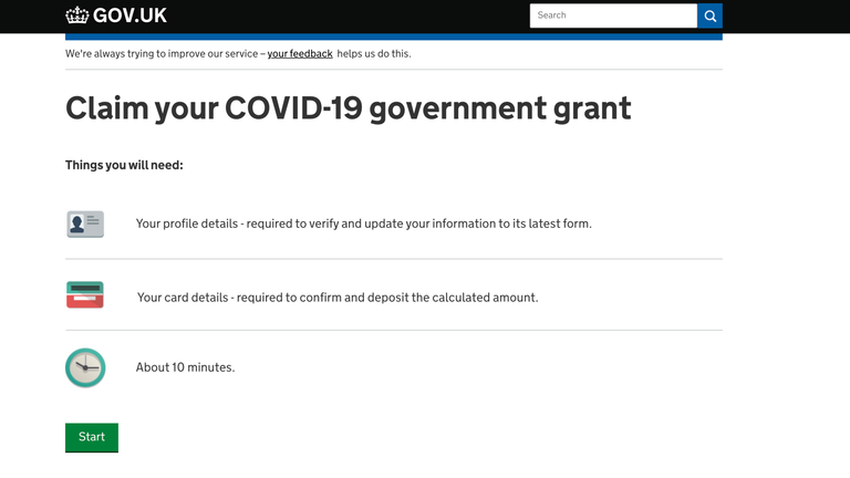 The fake website claims to allow people to claim their COVID-19 grant, but would likely steal their money