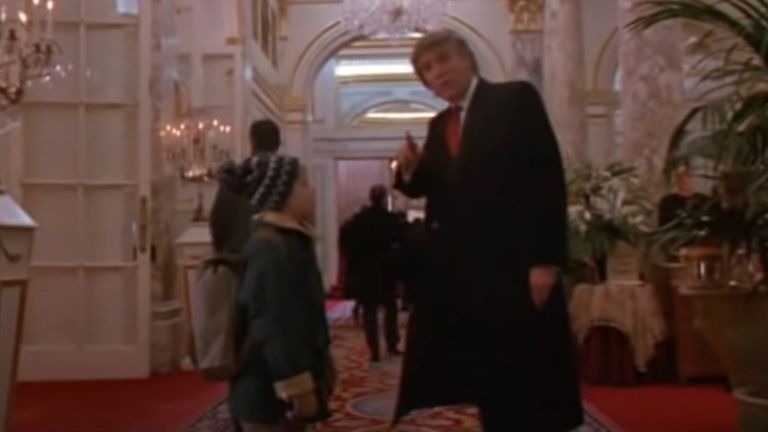 Donald Trump's cameo in Home Alone 2, alongside Macaulay Culkin