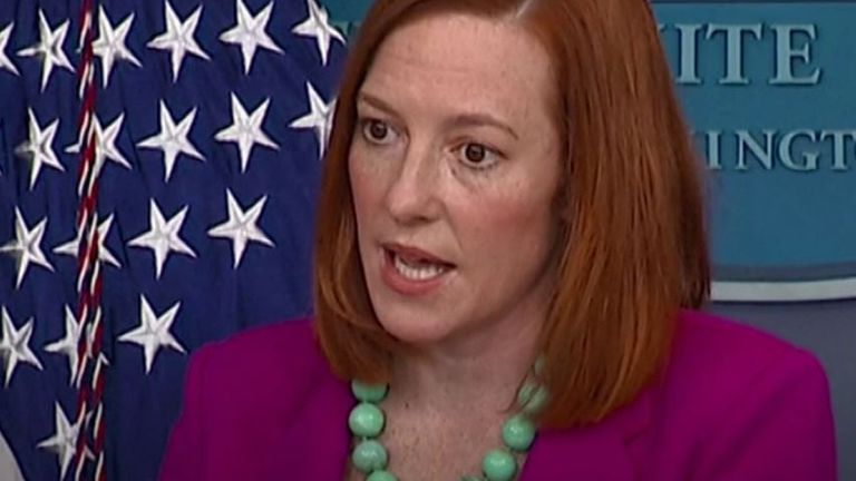 Jen Psaki says Joe Biden was clear in expressing concern to Vladimir Putin on a number of issues during a phone call