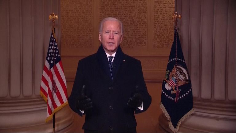 President Joe Biden spoke at the Lincoln Memorial during &#34;Celebrating America,&#34; a broadcast special to honour his inauguration.