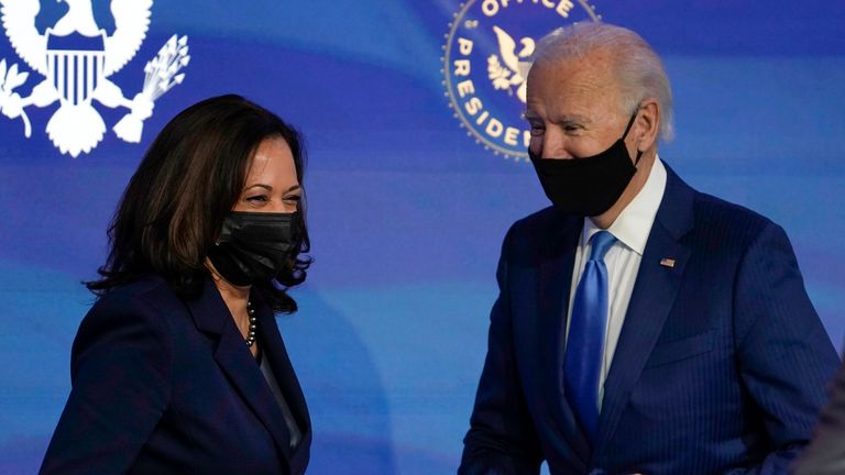 President-elect Joe Biden, right, and Vice President-elect Kamala Harris, are to be sworn in on Wednesday
