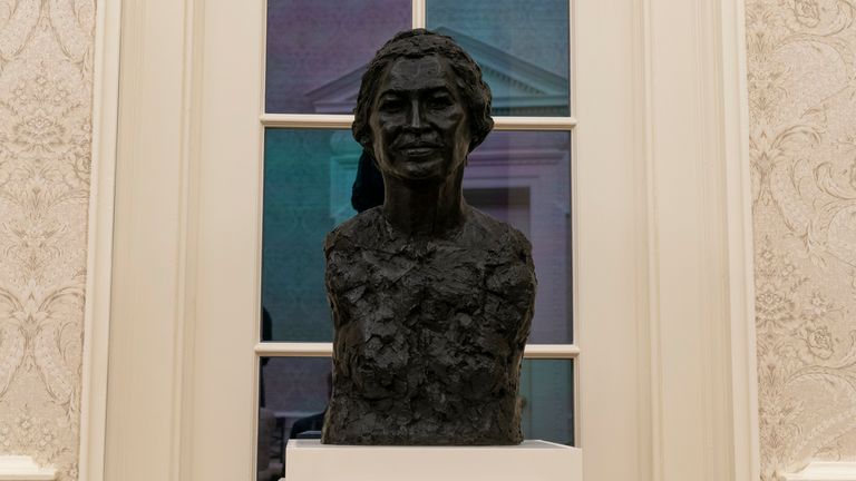 Furnishings include a bust of civil rights leader Rosa Parks. Pic: AP