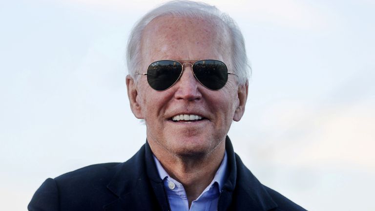 U.S. President-elect Joe Biden campaigns for Democratic U.S. Senate candidates Jon Ossoff and Raphael Warnock at a rally ahead of runoff elections in Atlanta, Georgia, U.S. January 4, 2021. REUTERS/Jonathan Ernst TPX IMAGES OF THE DAY
