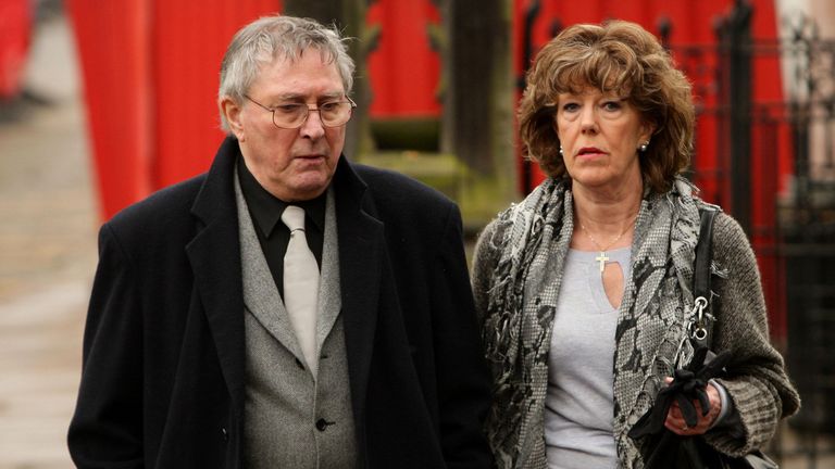 File photo dated 17/02/09 of Mark Eden and Sue Nicholls arriving for a memorial service for Sara Roache, the wife of Coronation Street actor Bill Roache. Mr Eden has died at the age of 92, his agent has said.