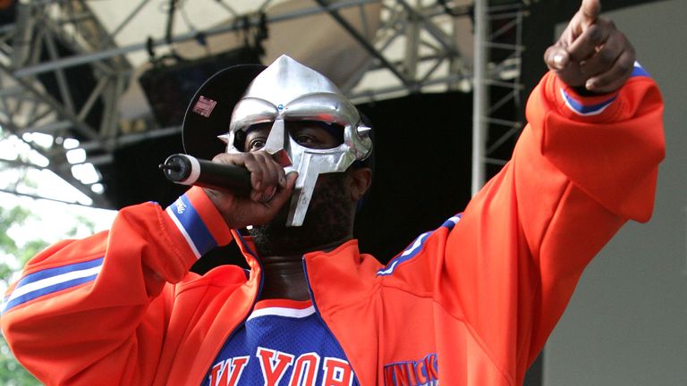 Rapper MF DOOM performing at a benefit concert in New York in 2005