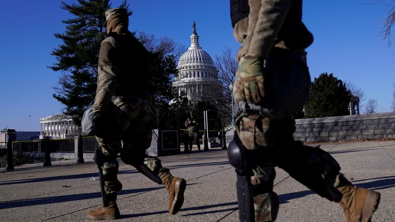 Donald Trump claims he &#39;immediately deployed the National Guard&#39; (pictured) when trouble started