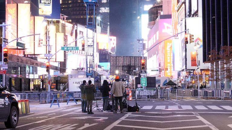 Only a handful of people attended the celebrations in New York's Times Square by special invitation