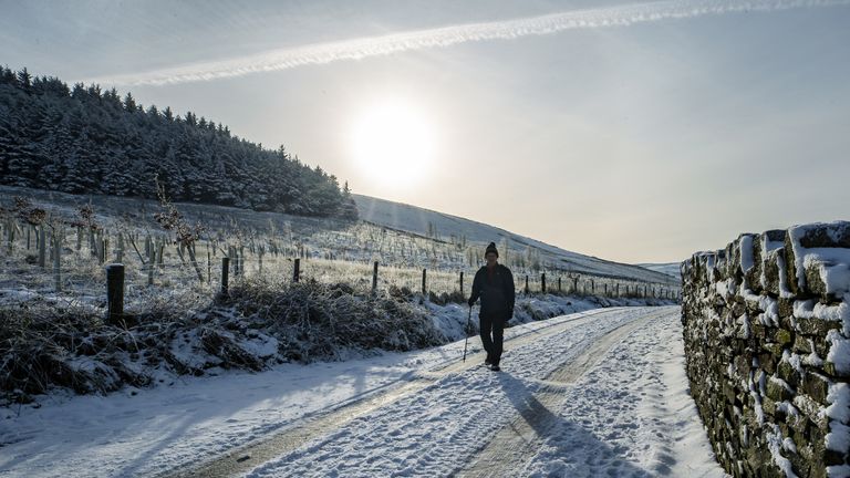 Snowy scenes in Pendle, Lancashire, yesterday