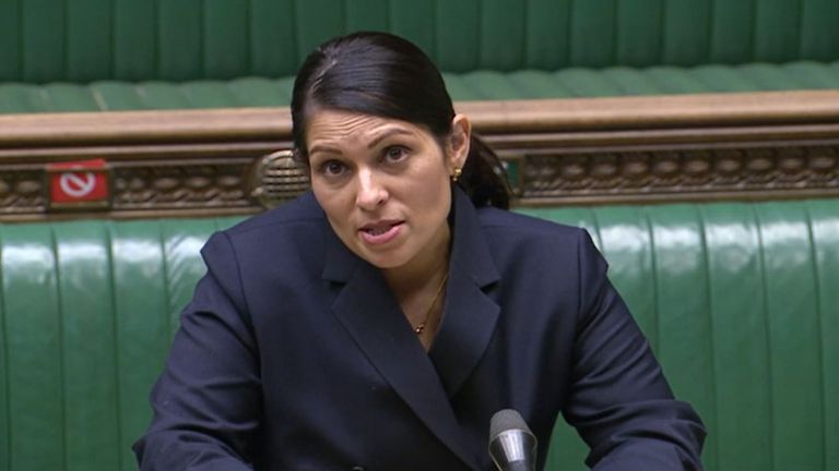 Home Secretary Priti Patel making a statement to MPs in the House of Commons, London, where she outlined the new rules for the border. Picture date: Wednesday January 27, 2021.
