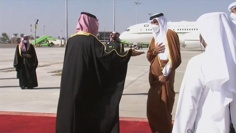 The emir of Qatar arrived in Saudi Arabia  to attend a summit after the Saudis said they were ending their long-running embargo