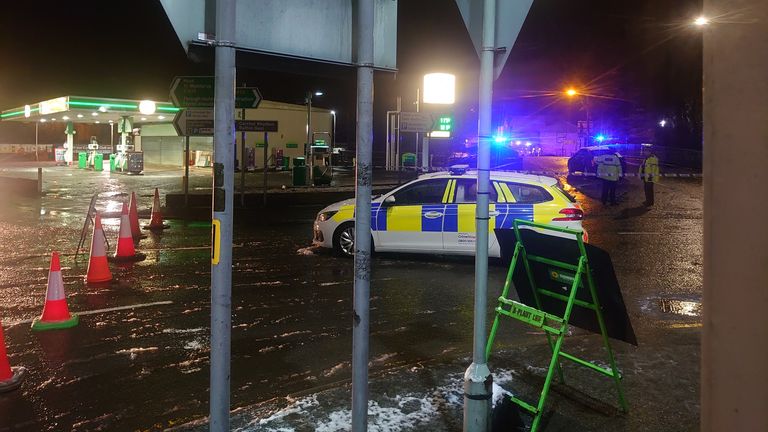 Police have blocked off flooded areas in Ruthin. Pic: Dafydd Vaughan