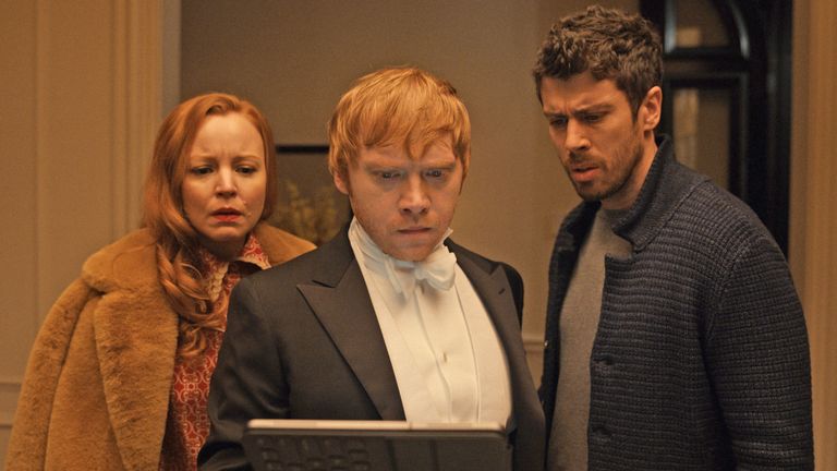 Grint with fellow Servant stars Lauren Ambrose and Toby Kebell. Pic: Apple TV +