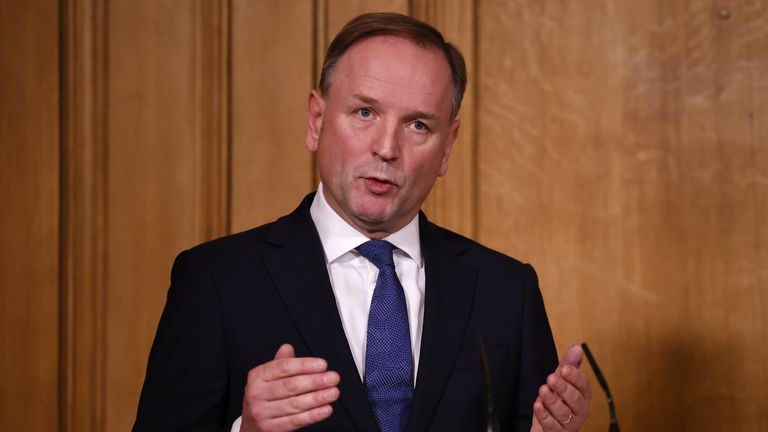 Sir Simon Stevens, Chief Executive of NHS England during a media briefing on COVID-19 in Downing Street