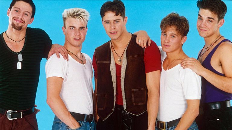 Take That in 1992 (L-R): Jason Orange, Gary Barlow, Howard Donald, Mark Owen and Robbie Williams