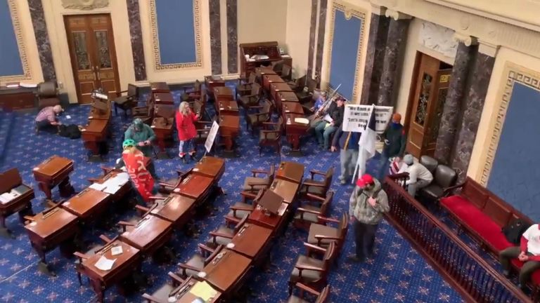Trump supporters storm senate floor