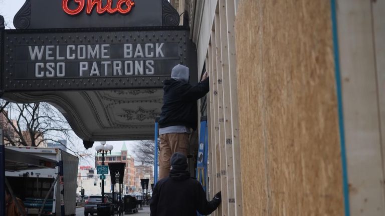 Citizens in Ohio have been boarding up their businesses, ahead of potential disruption on inauguration day. 