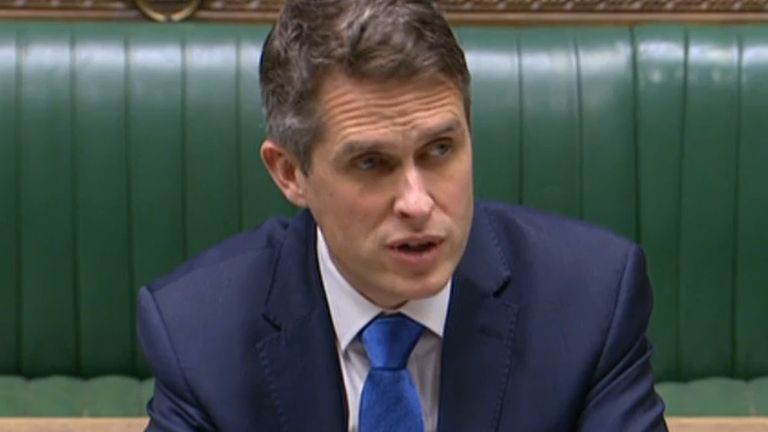 Education Secretary Gavin Williamson delivers a statement on the return of schools on Wednesday