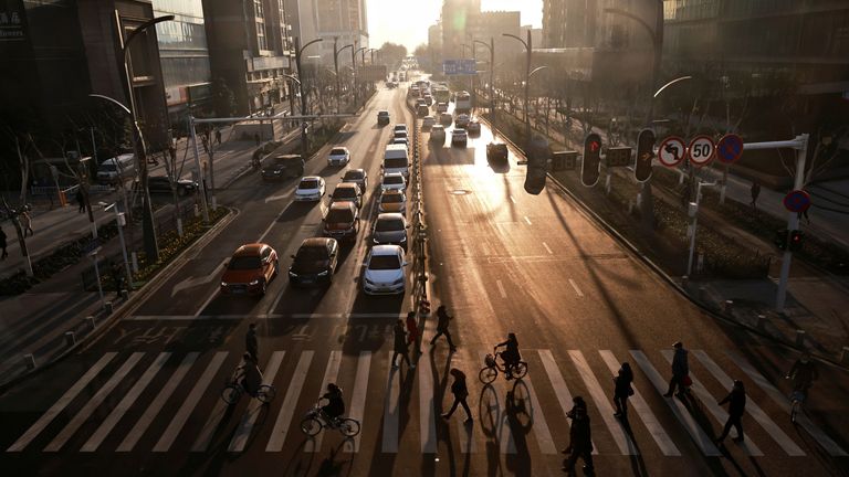 Wuhan, China on the morning that WHO officials arrive in the city 