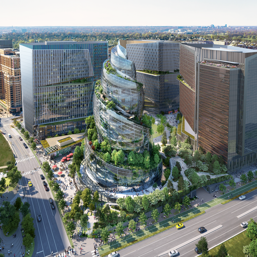Amazon's new Helix building compared to poop emoji