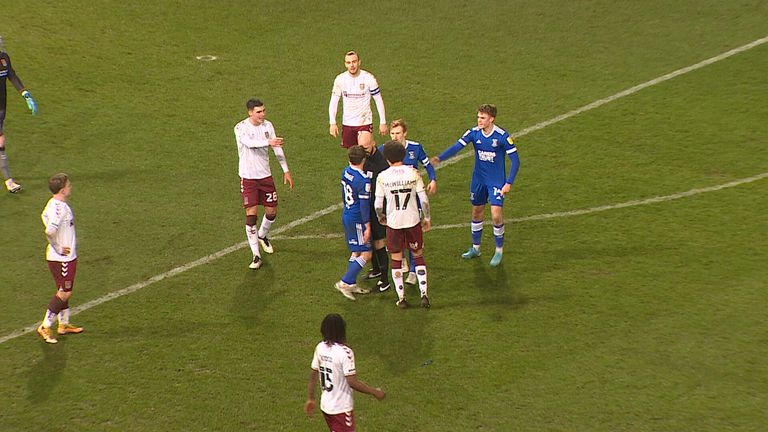 Referee clashes with Ipswich’s Judge | Video | Watch TV Show