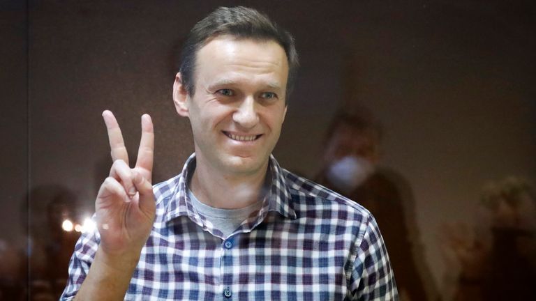 زعيم المعارضة الروسية أليكسي نافالني في محكمة بابوسكينسكي الجزئية في موسكو ، روسيا.  الموافقة المسبقة عن علم: AP