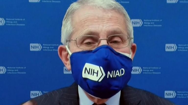 Dr Anthony Fauci shows how to wear two masks 