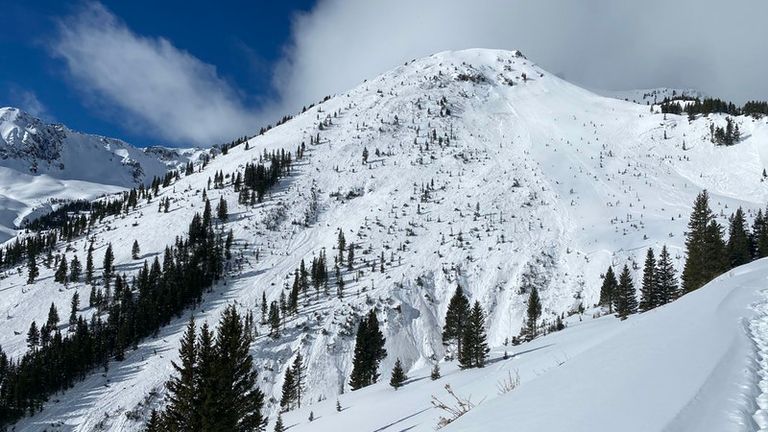 A group of seven back-country skiers were on a slope located between the towns of Silverton and Ophir. Pic: Colorado Avalanche Information Centre