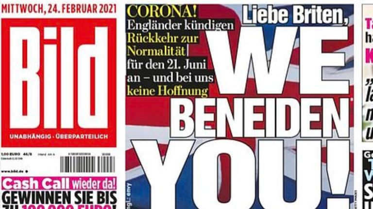 Bild&#39;s front page from 24 February