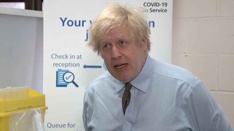 Boris Johnson at vaccination centre in West Yorkshire