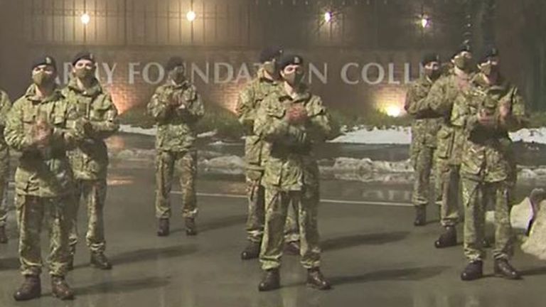 Army cadets clap for Captain Sir Tom Moore