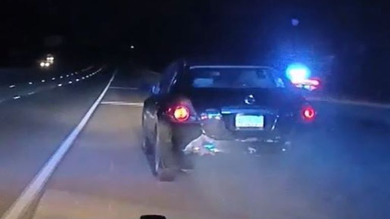 US police finally catch a speeding driver who led them on a chase for two nights running